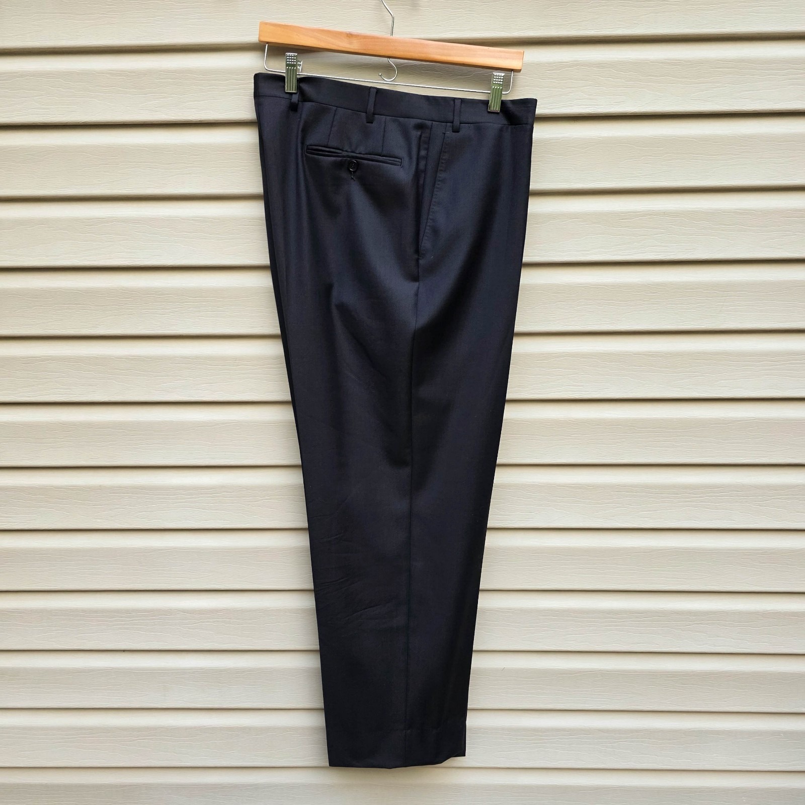 Canali Dress Pants Mens 38x28 Black Wool Tailored Italy Luxury Flat Front